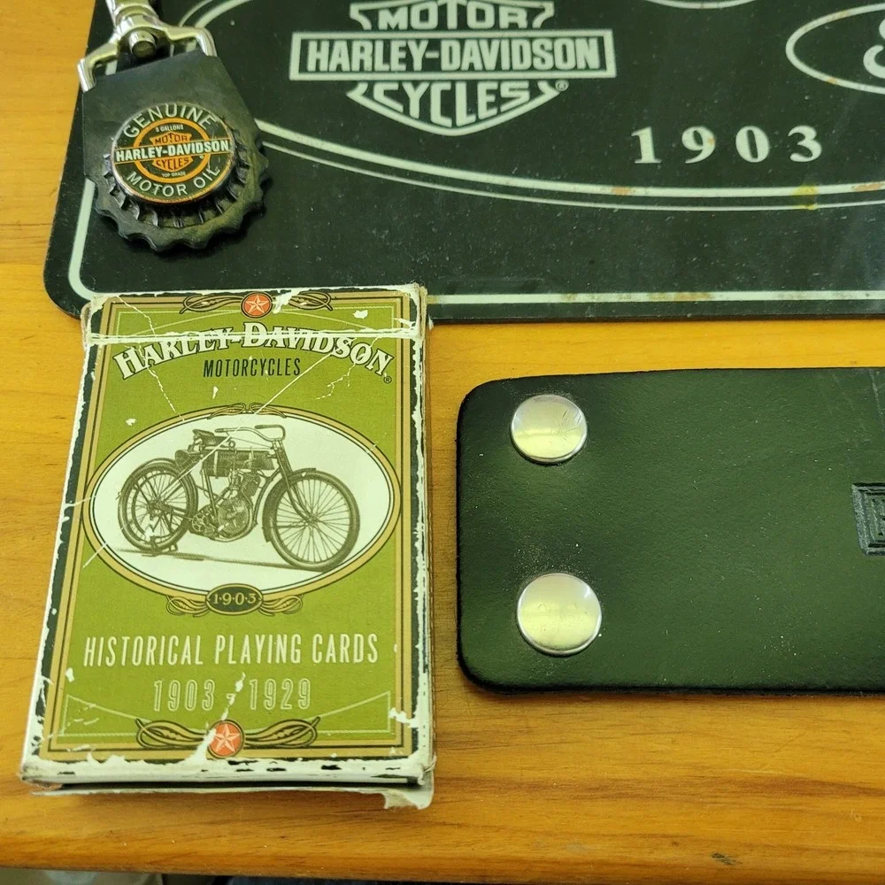 Harley Davidson Ford Memorabilia Lot Sign Patch Keychains Cards Cuff